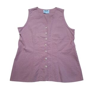 FLAX Womens Small Pink Button Up Cotton Blouse Beachy Breathable Vacation Summer